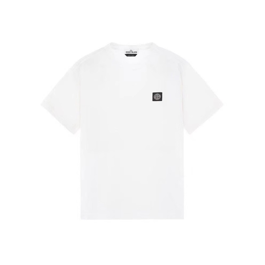 ストーンアイランドメンズホワイトクルーネック半袖Tシャツo0458