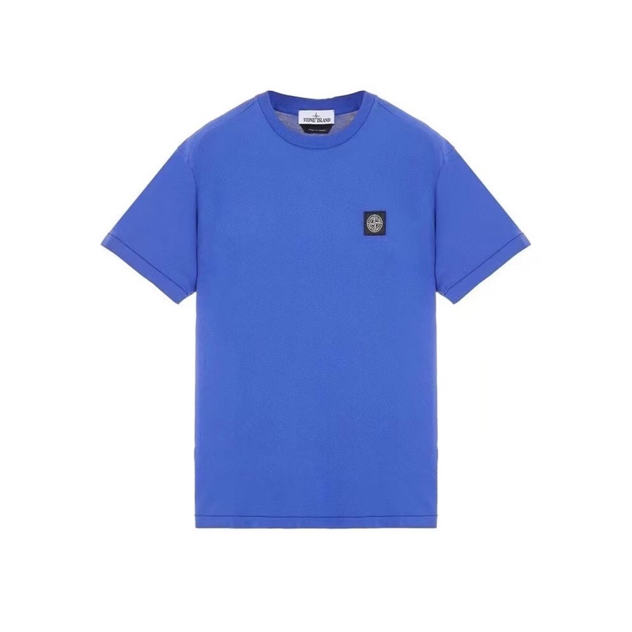 ストーンアイランドメンズブルークルーネック半袖Tシャツo0460