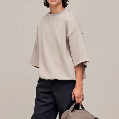 フィアオブゴッドメンズベージュクルーネック半袖Tシャツa0383