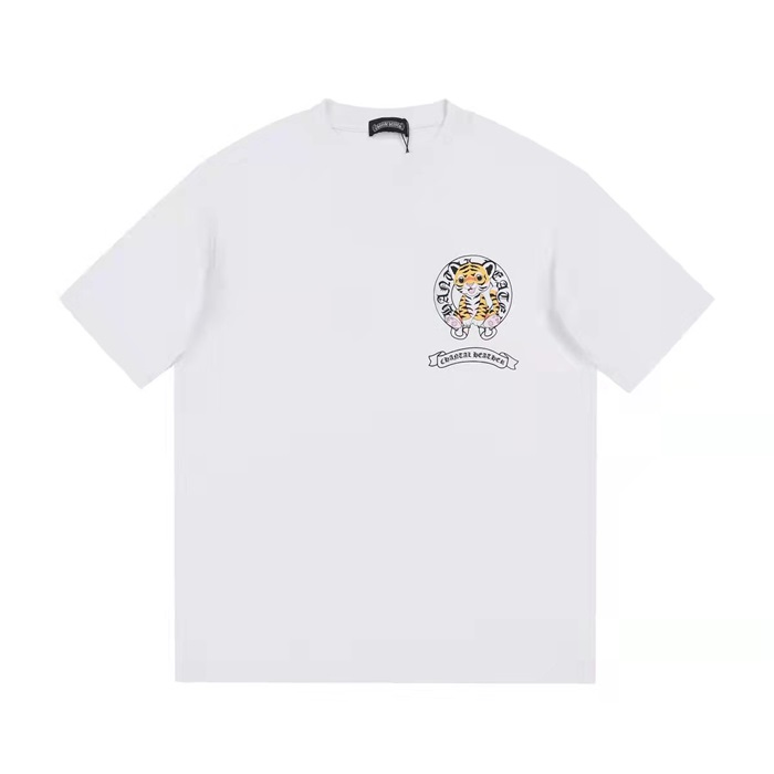 クロムハーツメンズクルーネックホワイト半袖Tシャツr0440