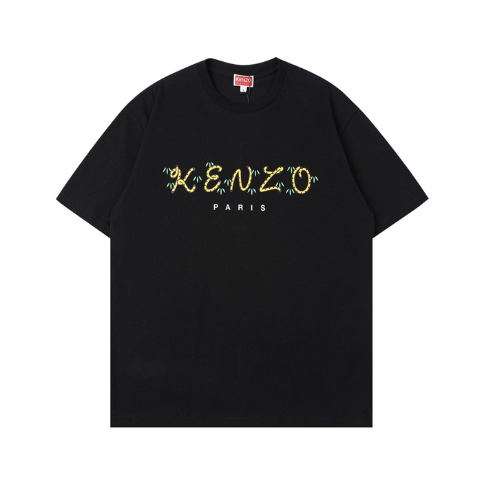 ケンゾーメンズブラッククルーネック半袖Tシャツn0183
