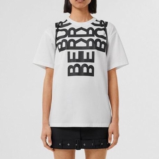 バーバリーレディースクルーネックホワイト半袖Tシャツr04219