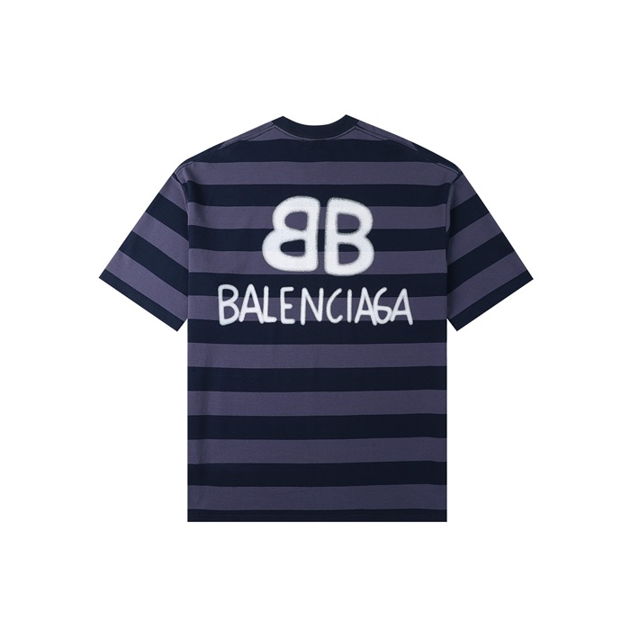 バレンシアガメンズクルーネックブルー半袖Tシャツl01303