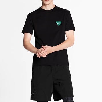 プラダメンズクルーネックブラック半袖Tシャツa02606