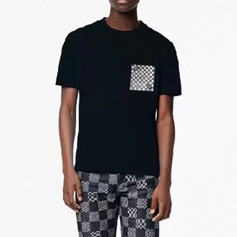 ルイヴィトンメンズクルーネックブラック半袖Tシャツu03984