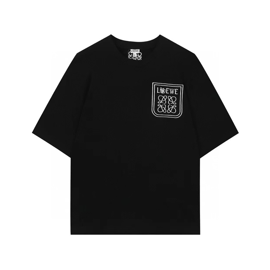 ロエベメンズイニシャルブラック半袖Tシャツe0570
