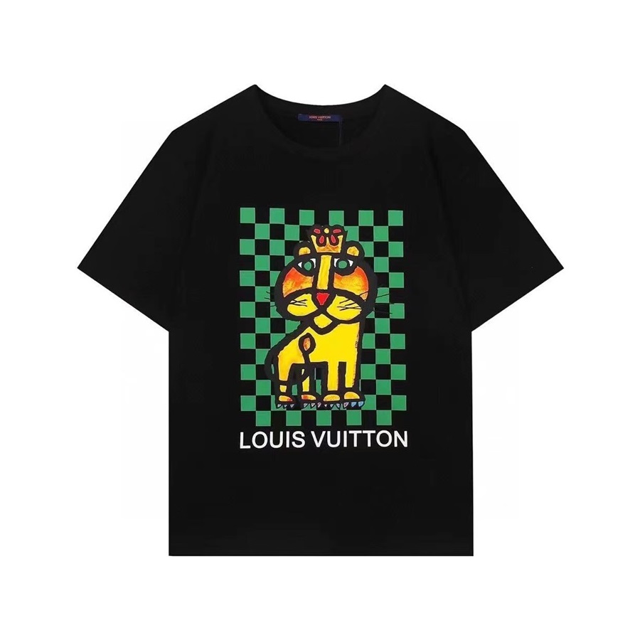 ルイヴィトンメンズクルーネックブラック半袖Tシャツu03985