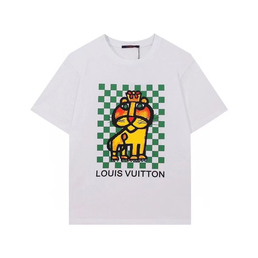 ルイヴィトンメンズクルーネックホワイト半袖Tシャツu03986