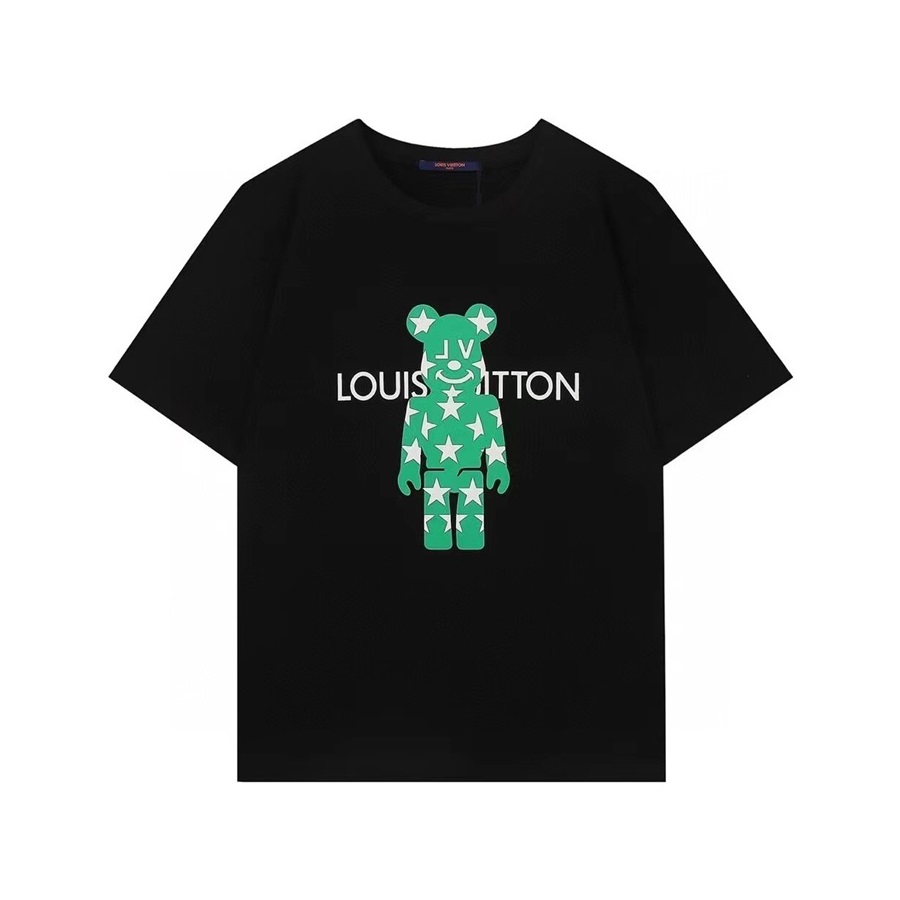 ルイヴィトンメンズクルーネックブラック半袖Tシャツu03987