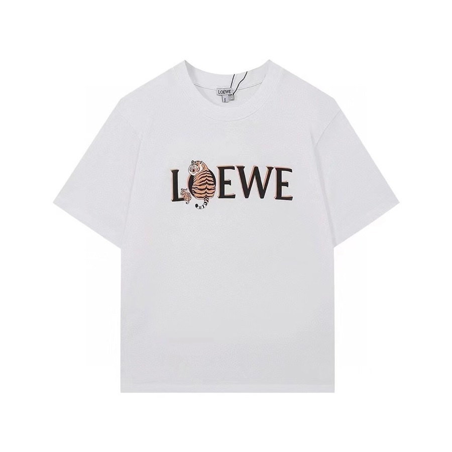 ロエベメンズイニシャルホワイト半袖Tシャツe0571