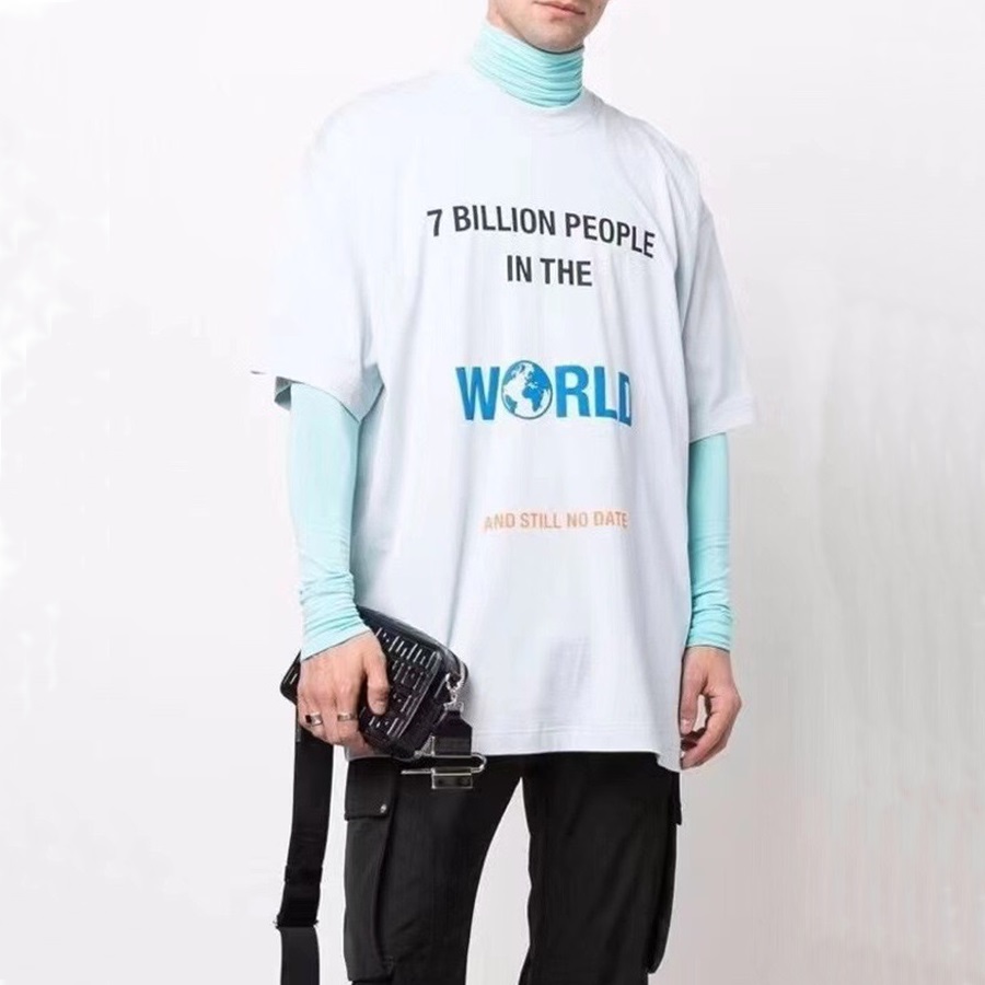 ヴェトモンメンズトレンディホワイト半袖Tシャツt0243