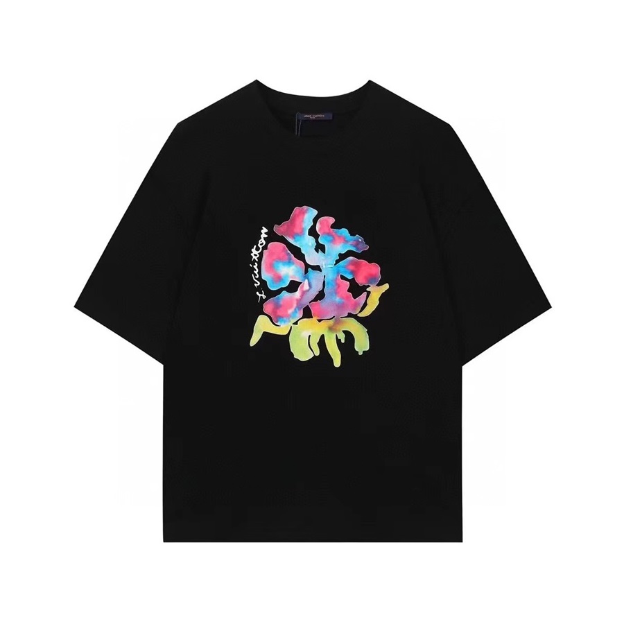 ルイヴィトンメンズクルーネックブラック半袖Tシャツu03996