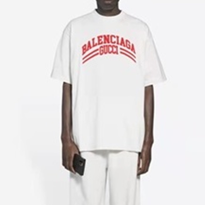 バレンシアガメンズクルーネックホワイト半袖Tシャツl01306