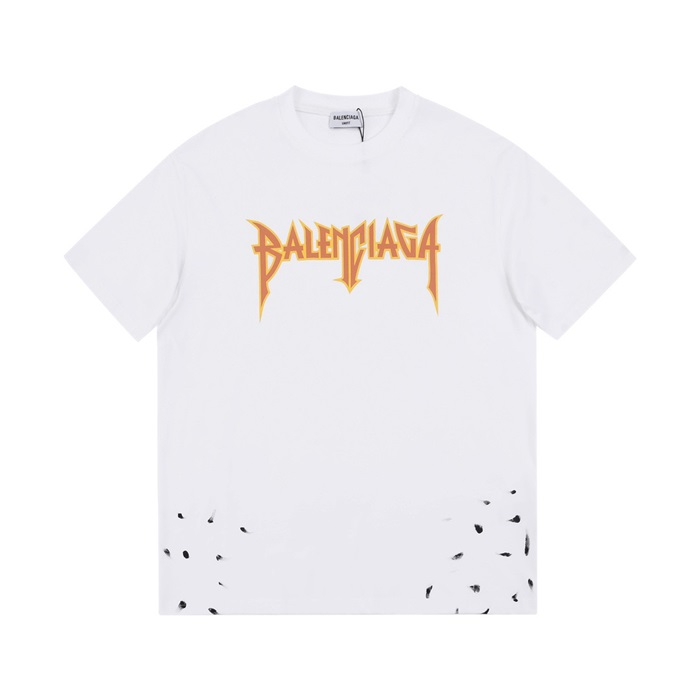 バレンシアガメンズクルーネックホワイト半袖Tシャツl01309