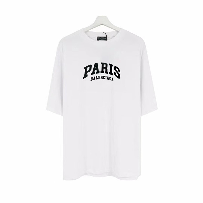 バレンシアガメンズクルーネックホワイト半袖Tシャツl01313