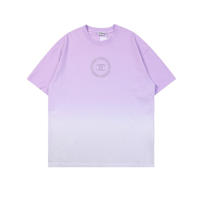 シャネルメンズクルーネックパープル半袖Tシャツl0849