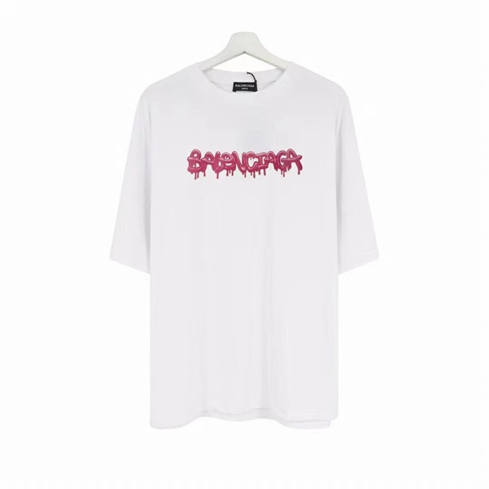バレンシアガメンズクルーネックホワイト半袖Tシャツl01315