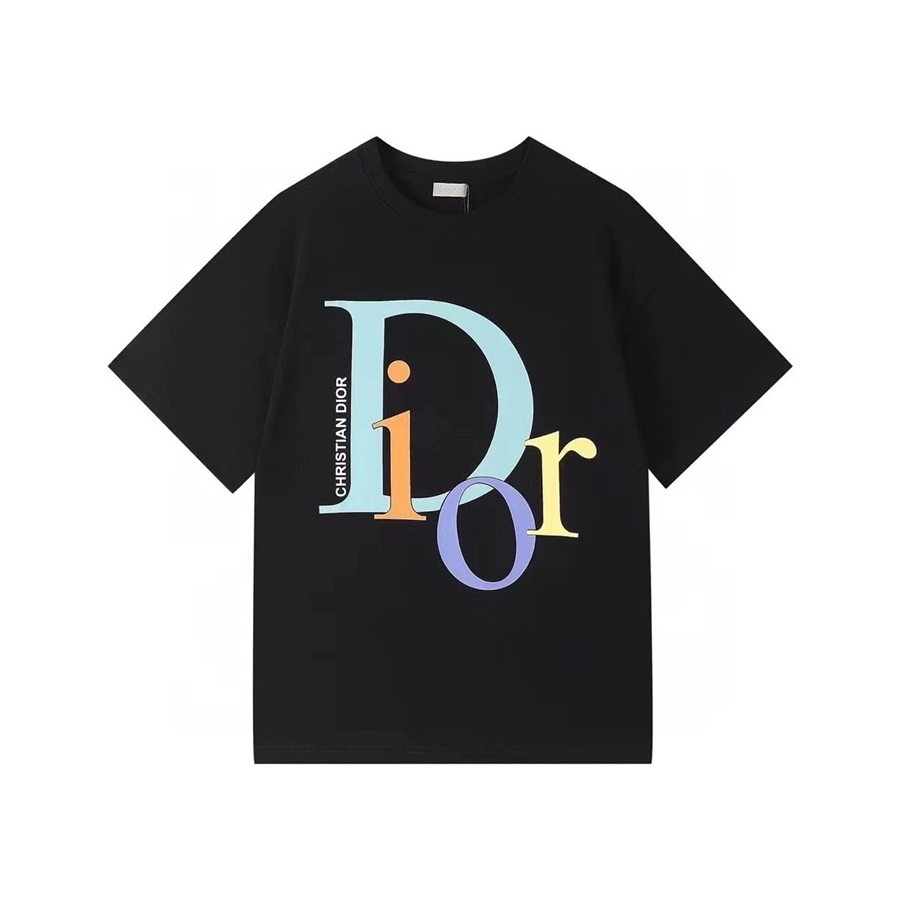 ディオールメンズクルーネックブラック半袖Tシャツo01712