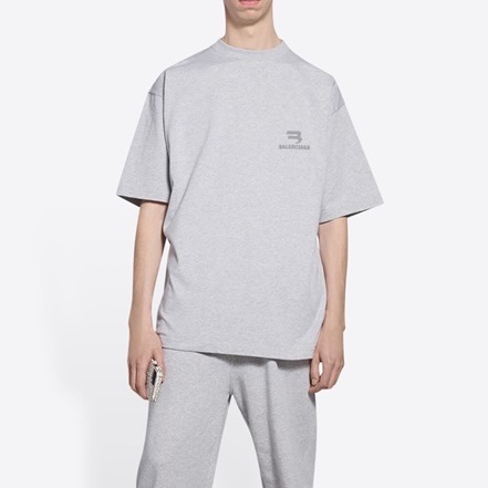 バレンシアガメンズクルーネックグレー半袖Tシャツl01328