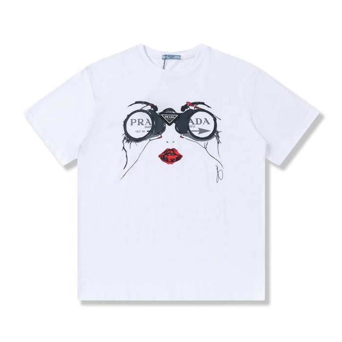 プラダメンズクルーネックホワイト半袖Tシャツa02621