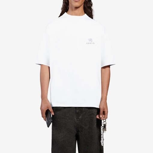 バレンシアガメンズクルーネックホワイト半袖Tシャツl01329