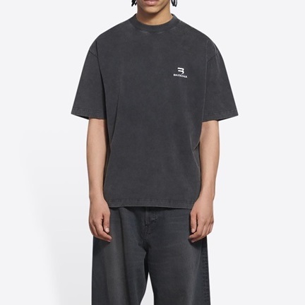 バレンシアガメンズクルーネックグレー半袖Tシャツl01330