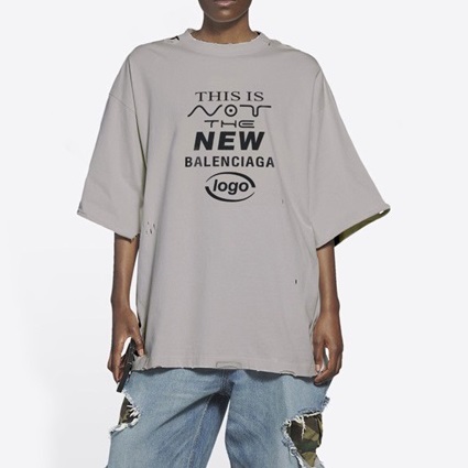 バレンシアガメンズクルーネックグレー半袖Tシャツl01332