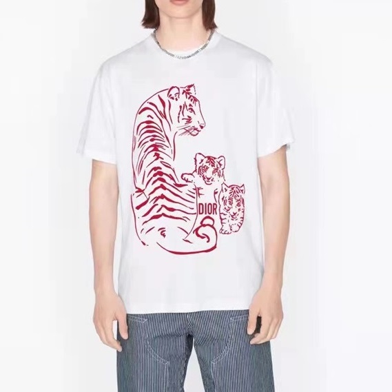 ディオールメンズクルーネックホワイト半袖Tシャツo01715