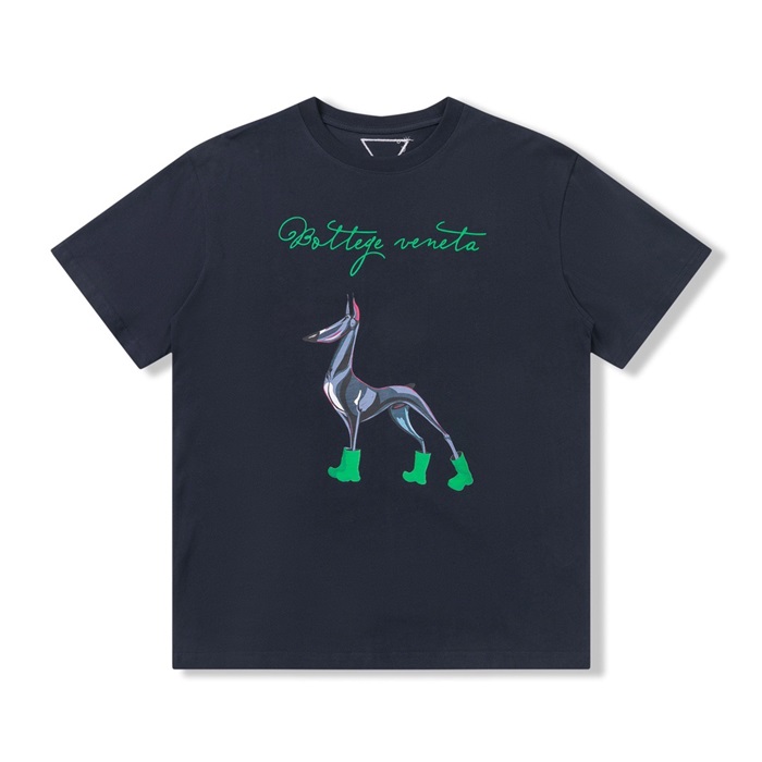 ボッテガヴェネタメンズクルーネックブラック半袖Tシャツt0248