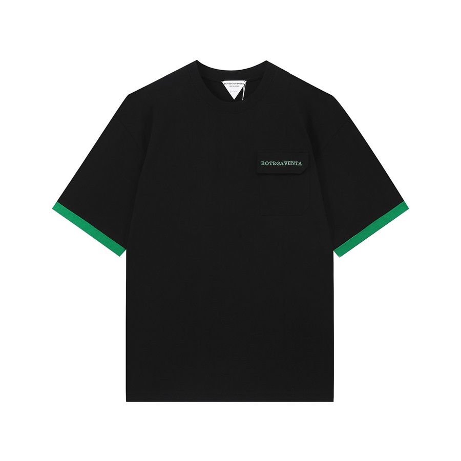 ボッテガヴェネタメンズクルーネックブラック半袖Tシャツt0249