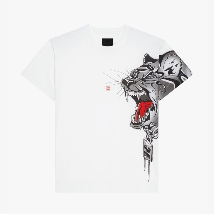 ジバンシィメンズクルーネックホワイト半袖Tシャツv0628