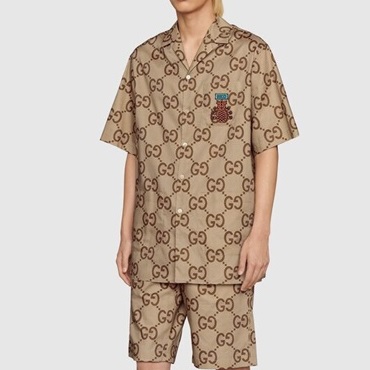 グッチメンズクルーネックキャメル半袖Tシャツc04645