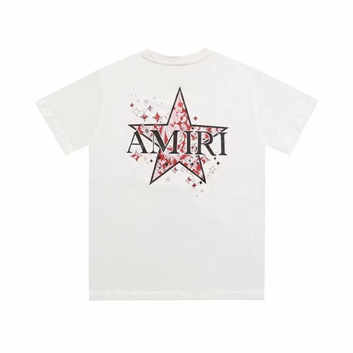アミリメンズホワイトクルーネック半袖Tシャツr0344