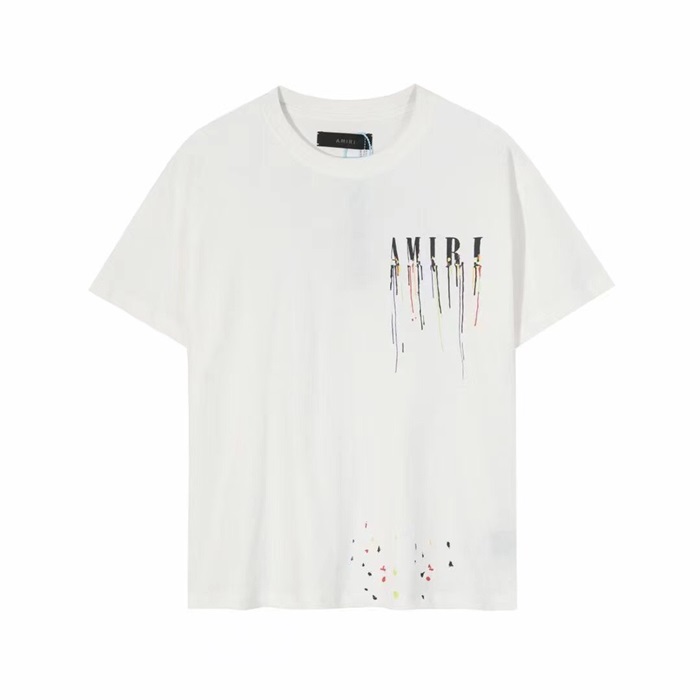 アミリメンズホワイトクルーネック半袖Tシャツr0346