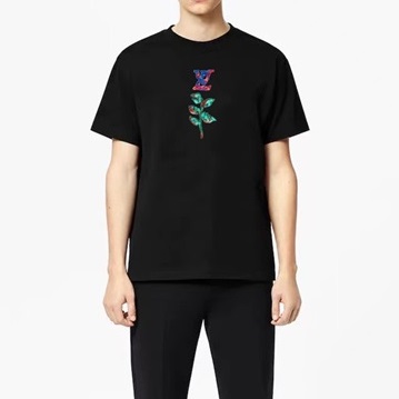 ルイヴィトンメンズクルーネックブラック半袖Tシャツu04029