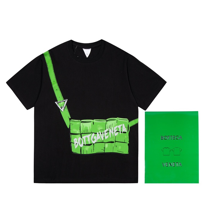 ボッテガヴェネタメンズクルーネックブラック半袖Tシャツt0254