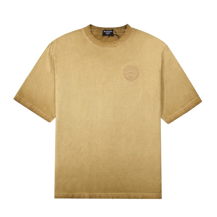 バレンシアガメンズクルーネックイエロー半袖Tシャツl01341