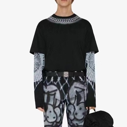 ジバンシィメンズクルーネックブラック半袖Tシャツv0631