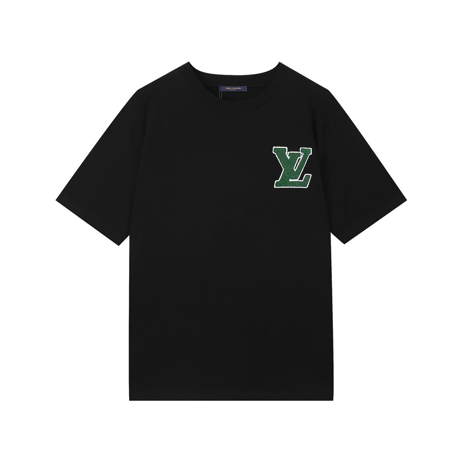 ルイヴィトンメンズクルーネックブラック半袖Tシャツu04044