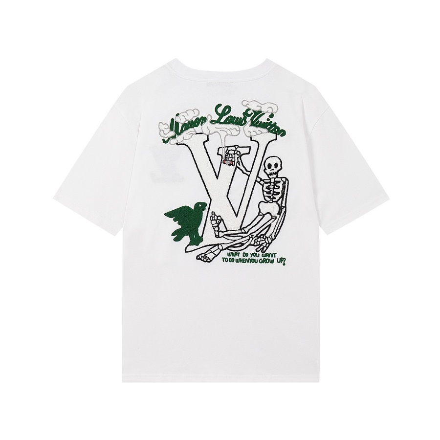 ルイヴィトンメンズクルーネックホワイト半袖Tシャツu04045