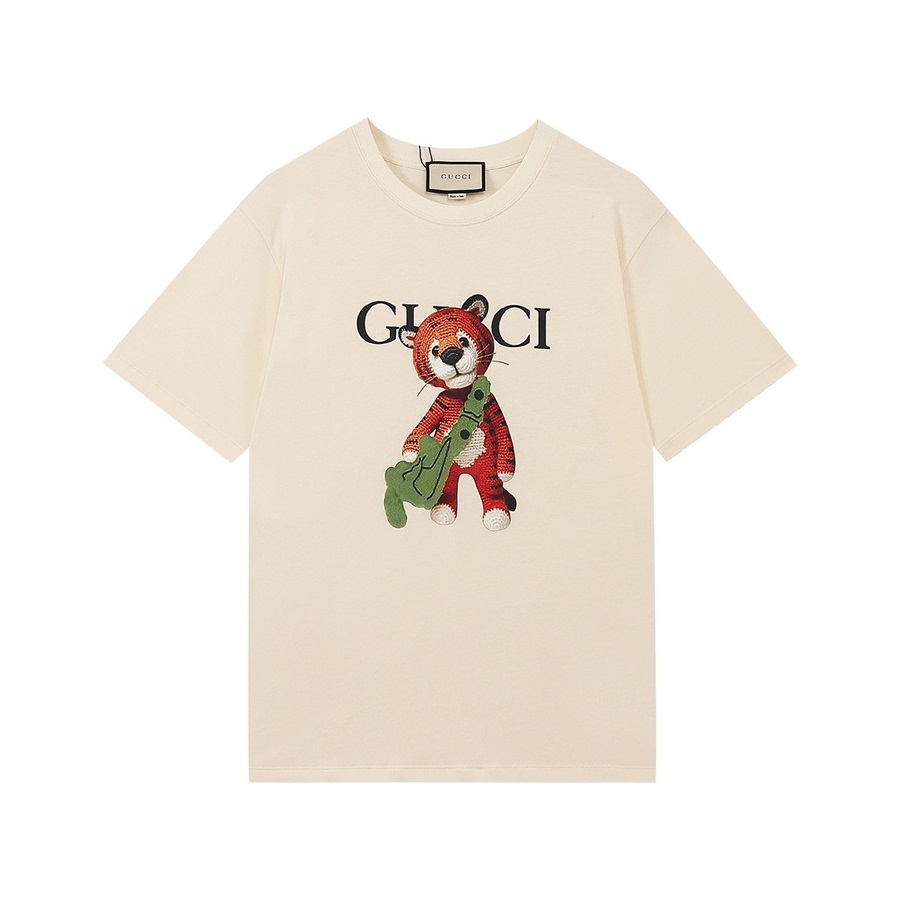 グッチメンズクルーネックアイボリー半袖Tシャツc04653