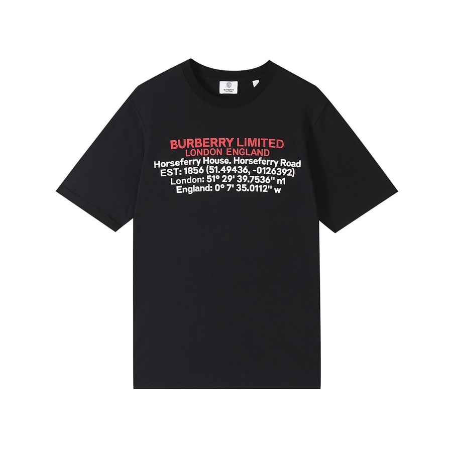 バーバリーメンズクルーネックブラック半袖Tシャツr04235