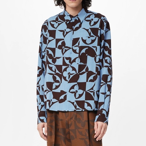 ルイヴィトンメンズイニシャルブルーシャツu04048