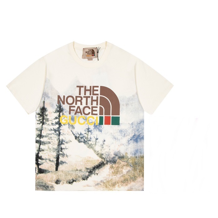 グッチメンズクルーネックアイボリー半袖Tシャツc04655