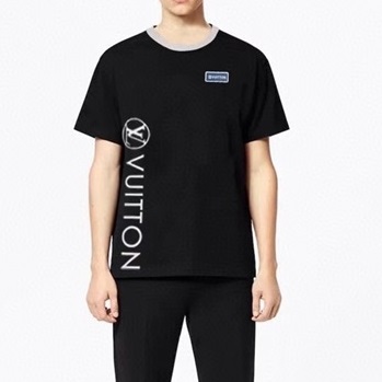 ルイヴィトンメンズクルーネックブラック半袖Tシャツu04053