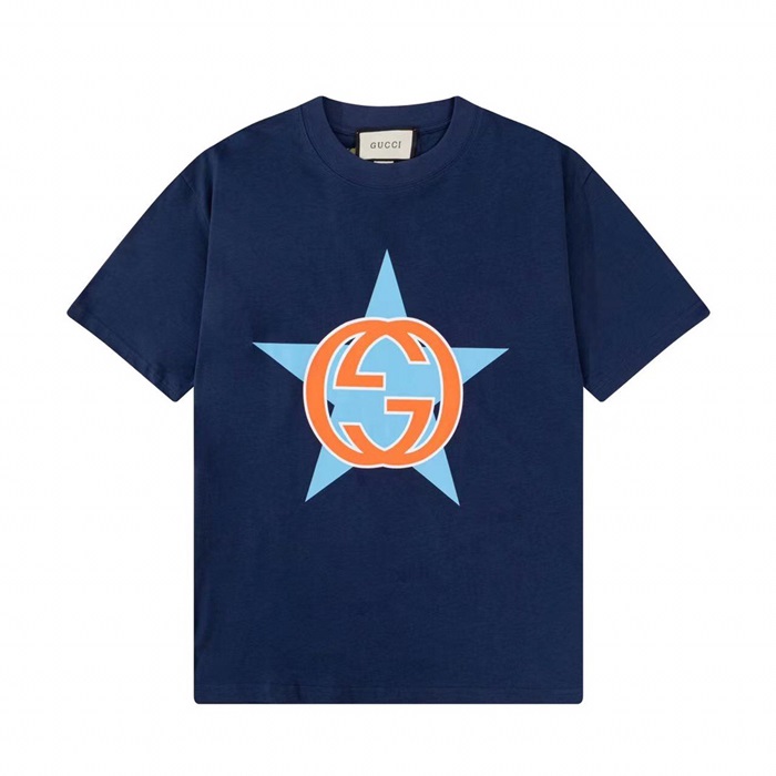 グッチメンズクルーネックネイビー半袖Tシャツc04659