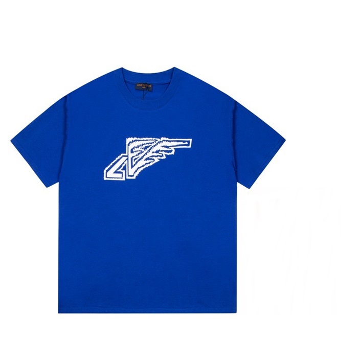 ルイヴィトンメンズクルーネックブルー半袖Tシャツu04061