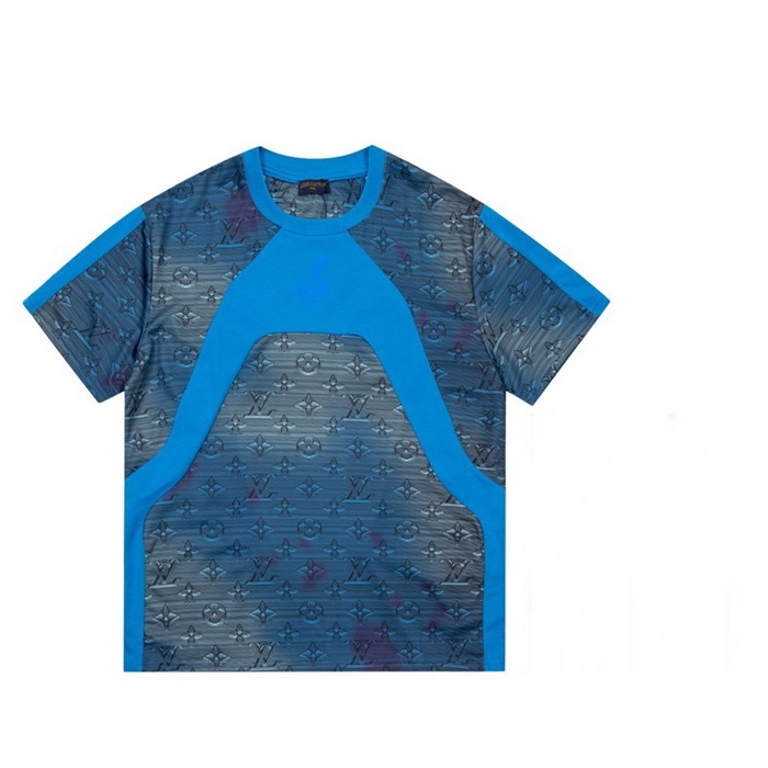 ルイヴィトンメンズクルーネックブルー半袖Tシャツu04063