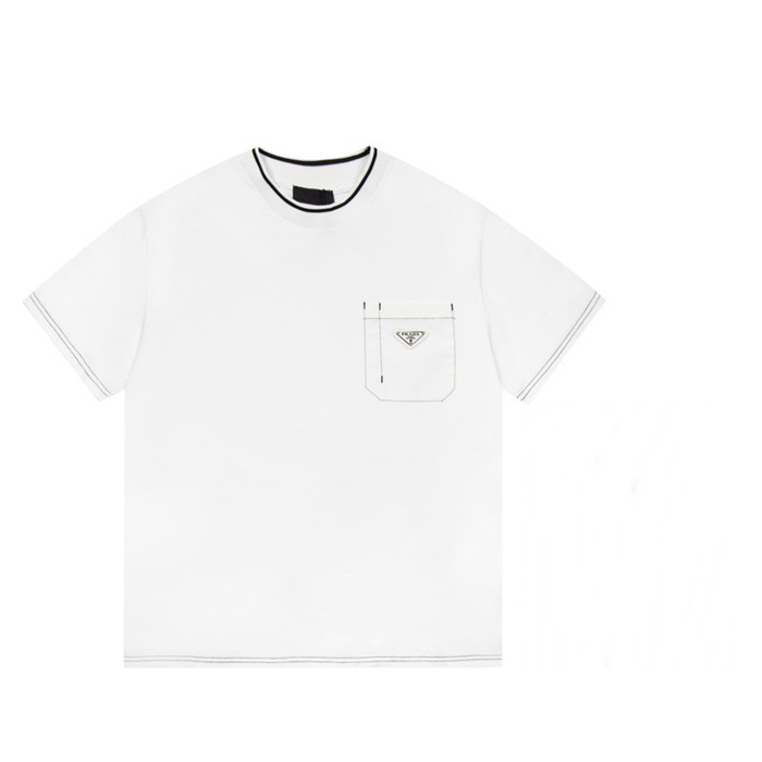 プラダメンズクルーネックホワイト半袖Tシャツa02632