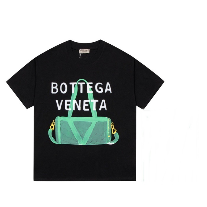 ボッテガヴェネタメンズクルーネックブラック半袖Tシャツt0254